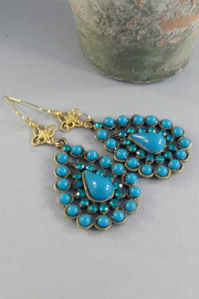 Gypsy Ocean,Earring,Turquoise Earring,Aqua Earring,Gypsy,Gypsy Earring,Bohemian,Long Earring Turquoise,Vintage Earring. Valleygirldesigns