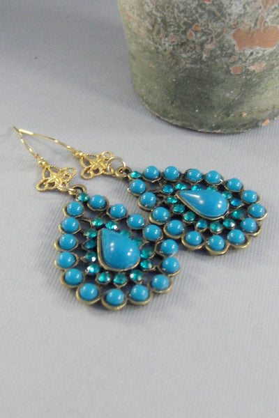 Gypsy Ocean,Earring,Turquoise Earring,Aqua Earring,Gypsy,Gypsy Earring,Bohemian,Long Earring Turquoise,Vintage Earring. Valleygirldesigns