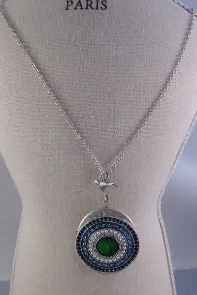 Green Goddess,Locket,Silver,Turquoise Necklace,Green Necklace,Necklace,Antique Locket,Blue Stone,Green STone,Purple STone.valleygirldesigns.
