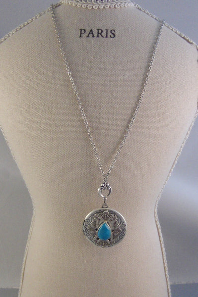 SALE Artful Soul,Locket,Silver,Turquoise,Gemstone,Necklace,Antique Locket,Dream,Vintage Turquoise,Genuine Turquoise,Turqoise Stone,Blue
