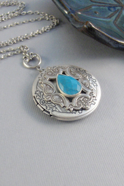 SALE Artful Soul,Locket,Silver,Turquoise,Gemstone,Necklace,Antique Locket,Dream,Vintage Turquoise,Genuine Turquoise,Turqoise Stone,Blue