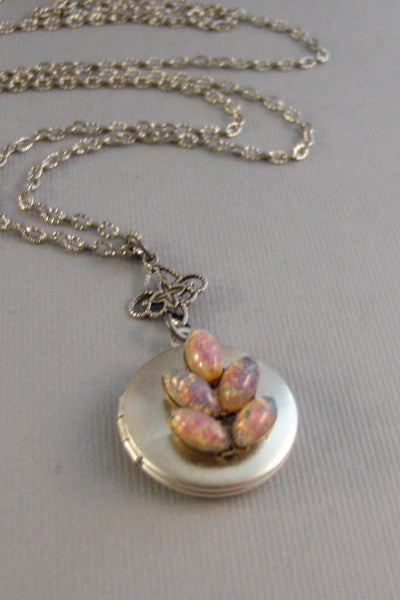 Pinkest,Locket,Silver Locket,Antique Locket,Girl,Child,Baby,Girl Locket,Pink.Pink Necklace,Pink Locket, Girl Gift valleygirldesigns.
