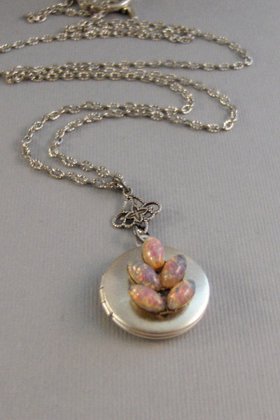 Pinkest,Locket,Silver Locket,Antique Locket,Girl,Child,Baby,Girl Locket,Pink.Pink Necklace,Pink Locket, Girl Gift valleygirldesigns.