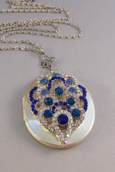 Midnight Blue,Locket,Silver,Turquoise Necklace,Gemstone,Necklace,Antique Locket,Blue Stone,Aqua STone,Sapphire Stone.valleygirldesigns.