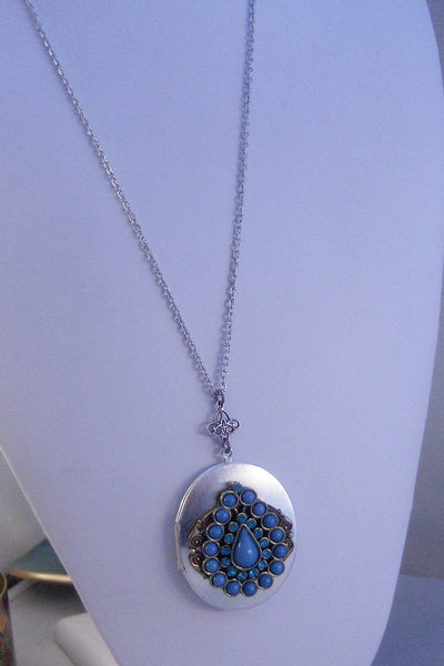 SALE Blue Bliss,Locket,Silver,Turquoise Necklace,Gemstone,Necklace,Antique Locket,Blue Stone,Green STone,/aqua STone.valleygirldesigns.