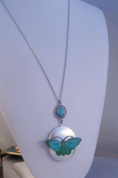 SALE Water Flutter,Butterfly,Butterfly Neckalce,Bird Neckalce,Bird Locket,Locket,Green,Green Locket,Silver Locket,Woodland valleygirldesigns