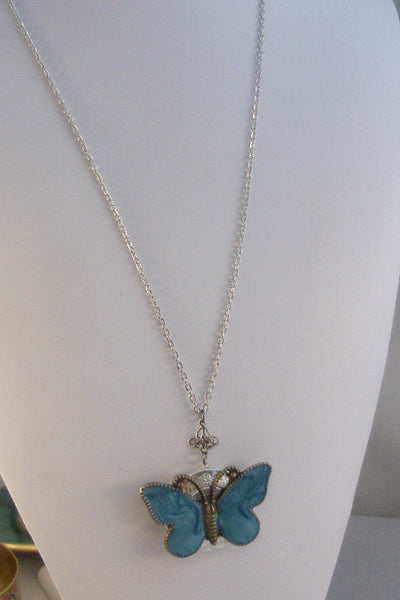 SALE Indigo Flutter,Butterfly,Butterfly Neckalce,Bird Neckalce,Bird Locket,Locket,Green,Green Locket,Silver Locket,Woodland,Sage