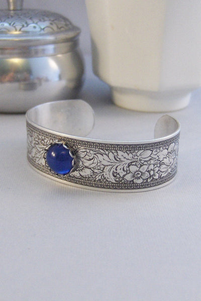 Stardust Blue,Cuff,Cuff Bracelet,Blue Bracelet,Bracelet,Silver,Antique Bracelet,Bohemian Bracelet,Gypsy Bracelet,Blue,valleygirldesigns.