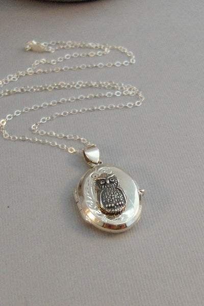 SALE Sweet Owl,Locket,Silver Locket,Owl Necklace,Owl Locket,Sterling Owl,Silver Owl,Owl,Sterling Silver Locket,Sterling Silver,Wedding