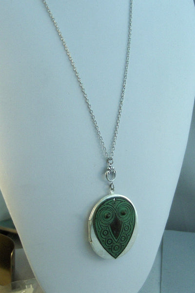 Evergreen Owl,Necklace,Locket,Owl,Green Owl,Green Locket,Owl Necklace,Green Necklace,Patina,Patina Locket,Verdigris.Valleygirldesigns
