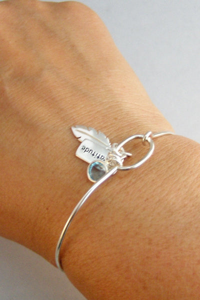 Feather Of Life,Bracelet,Feather Bracelet,Sterling,Feather,Indian Feather,Personalize,Birthstone,Birthstone Bracelet, STerling Bracelet