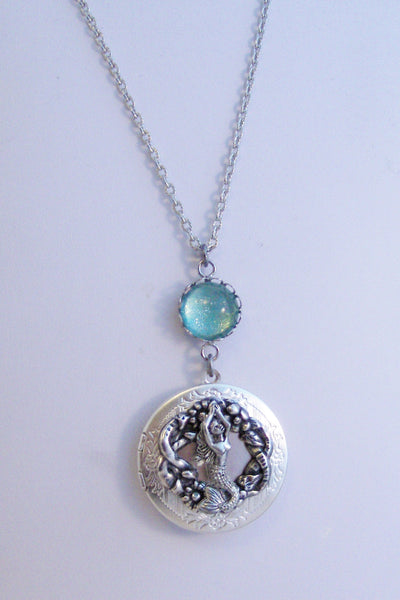 SALE Ocean Goddess,Locket,Mermaid, Mermaid Locket,Antique Locket,Silver Locket,Goddess,Ocean Locket,Handmade jewelry by valleygirldesigns