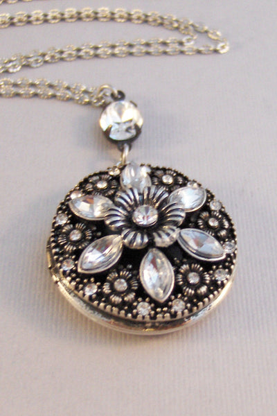 SALE Mystic Flower,Locket,Silver Locket,Flower,Antique Locket,Floral,Flower Locket,Flower Neckalce,Blossom Necklace,,valleygirldesigns.