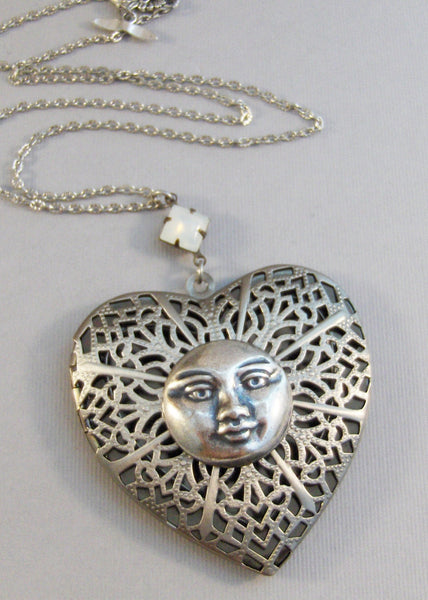 Moon Child,Moon,Locket,Antique Locket,Silver Locket,Moonstone,Goddess,Moonstone Necklace,Moonstone Locket,Moon,Moonstone Locket,Moon Girl