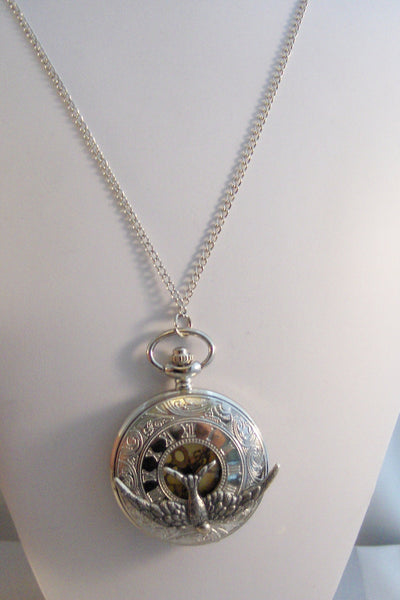 Sparrows,Watch,Pocket Watch,Bird Necklace,Bird,Sparrow Necklace,Silver Necklace,Watch Necklace,Watch,Time,Steampunk,Steampunk Jewelry,