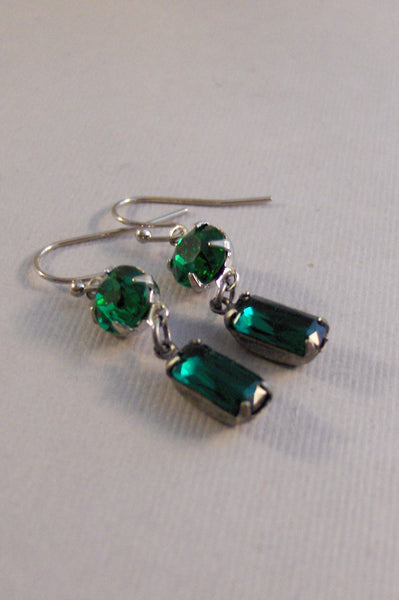Green Ivy,Earring,Vintage Earrings,Emerald,Emerald Earrings,Green,May,Rhinestone,Birthstone,Green Jewelry,Vintage Emerald valleygirldesigns.