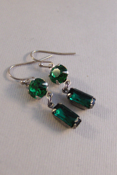 Green Ivy,Earring,Vintage Earrings,Emerald,Emerald Earrings,Green,May,Rhinestone,Birthstone,Green Jewelry,Vintage Emerald valleygirldesigns.